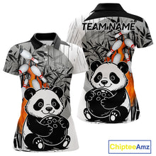 Load image into Gallery viewer, Black and White Panda Bowling Shirts For Women Custom Funny Team Bowling Jerseys, Bowling Uniform NQS11113