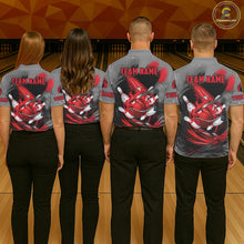 Load image into Gallery viewer, Red Sugar Skull Tattoo Custom Mens Bowling Polo, Quarter Zip Shirts,Team Bowling Jerseys NQS11528