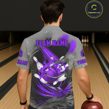 Load image into Gallery viewer, Purple Sugar Skull Tattoo Custom Bowling Hawaiian Shirt, Team Bowling button up shirt NQS11530