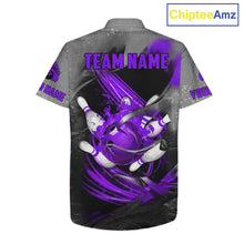 Load image into Gallery viewer, Purple Sugar Skull Tattoo Custom Bowling Hawaiian Shirt, Team Bowling button up shirt NQS11530