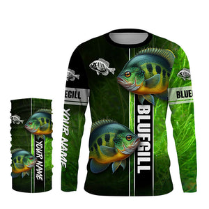 Bluegill fishing green camo shirt Custom Long Sleeve Fishing Shirts, fishing gifts for men, women, kid NQS5807