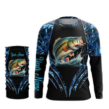 Load image into Gallery viewer, Largemouth bass fishing blue camo custom 3D All Over Printed Fishing Shirts, Bass fishing apparel NQS7898