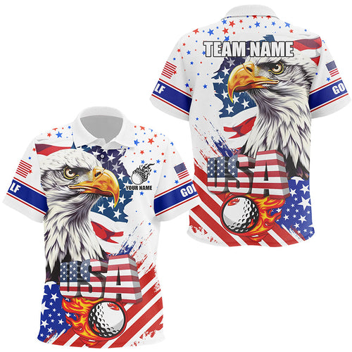 Red, white and blue Kid golf polos shirts custom American Flag Eagle patriotic golf tops for Kid NQS8333