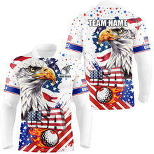 Load image into Gallery viewer, Red, white and blue Mens golf polo shirts custom American Flag Eagle patriotic golf tops for mens NQS8333