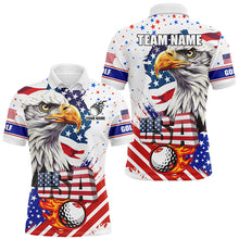 Load image into Gallery viewer, Red, white and blue Mens golf polo shirts custom American Flag Eagle patriotic golf tops for mens NQS8333