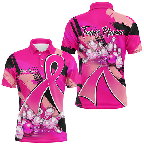 Pink ribbons Breast Cancer Mens bowling shirts Custom Bowling Team breast cancer bowling jersey NQS8545