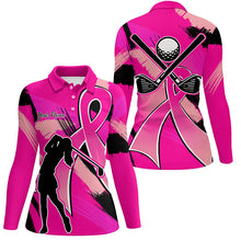 Load image into Gallery viewer, Women golf polo shirt pink ribbon custom breast cancer awareness golf jerseys, best ladies golf wear NQS8546