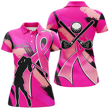 Load image into Gallery viewer, Women golf polo shirt pink ribbon custom breast cancer awareness golf jerseys, best ladies golf wear NQS8546