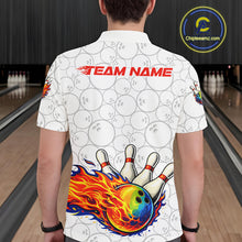 Load image into Gallery viewer, Colorful rainbow flame Bowling Polo, 1/4 zip Shirt For Men Custom white camo Bowling Team jerseys NQS11319