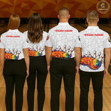 Load image into Gallery viewer, Colorful rainbow flame Bowling Polo, 1/4 zip Shirt For Men Custom white camo Bowling Team jerseys NQS11319
