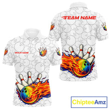 Load image into Gallery viewer, Colorful rainbow flame Bowling Polo, 1/4 zip Shirt For Men Custom white camo Bowling Team jerseys NQS11319