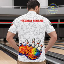 Load image into Gallery viewer, Colorful rainbow flame Bowling Polo, 1/4 zip Shirt For Men Custom white camo Bowling Team jerseys NQS11319