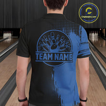 Load image into Gallery viewer, Black and Blue Bowling Polo, Quarter Zip Shirt For Men Custom Team Bowling jerseys NQS11320