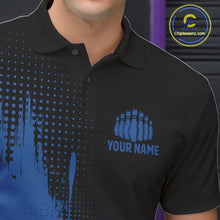 Load image into Gallery viewer, Black and Blue Bowling Polo, Quarter Zip Shirt For Men Custom Team Bowling jerseys NQS11320