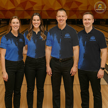 Load image into Gallery viewer, Black and Blue Bowling Polo, Quarter Zip Shirt For Men Custom Team Bowling jerseys NQS11320