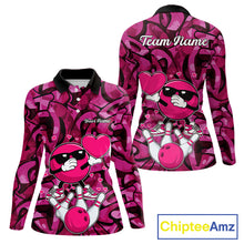 Load image into Gallery viewer, Funny Bowling heart pink graffiti pattern Valentine Women Bowling Shirt Custom Couple Bowling Outfits NQS11322
