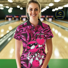 Load image into Gallery viewer, Funny Bowling heart pink graffiti pattern Valentine Women Bowling Shirt Custom Couple Bowling Outfits NQS11322