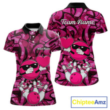 Load image into Gallery viewer, Funny Bowling heart pink graffiti pattern Valentine Women Bowling Shirt Custom Couple Bowling Outfits NQS11322