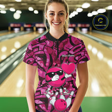 Load image into Gallery viewer, Funny Bowling heart pink graffiti pattern Valentine Women Bowling Shirt Custom Couple Bowling Outfits NQS11322