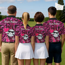 Load image into Gallery viewer, Funny Golf ball heart pink graffiti pattern Valentine Golf polo shirt for men Custom Couple Outfits NQS11323