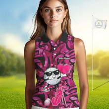 Load image into Gallery viewer, Funny Golf ball heart pink graffiti pattern Valentine Sleeveless polo shirt Custom Couple Outfits NQS11323