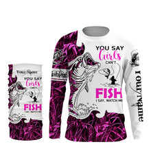 Load image into Gallery viewer, Bass Fishing Pink Camo custom Women Fishing Shirts You say girls can&#39;t fish, I say watch me NQS1509