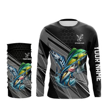 Load image into Gallery viewer, Personalized Black camo Mahi-mahi, Wahoo, Tuna Offshore slam Fishing Jerseys Long Sleeve Fishing Shirt NQS9752
