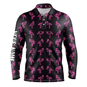 Pink neon flamingos pattern Mens golf polo shirt custom team flamingo golf polo shirts, golfer gifts NQS7912