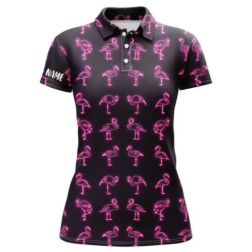 Pink neon flamingos pattern Womens golf polo shirt custom team flamingo golf polo shirts, golfer gifts NQS7912