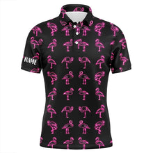 Load image into Gallery viewer, Pink neon flamingos pattern Mens golf polo shirt custom team flamingo golf polo shirts, golfer gifts NQS7912