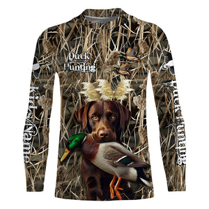 Duck Hunting dog Labrador Retriever Camo Waterfowl Custom Name 3D hunting shirts NQS745