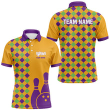 Load image into Gallery viewer, Orange Purple Argyle pattern Halloween custom bowling shirts for men, Bowling Team League Jerseys NQS8552