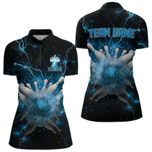 Load image into Gallery viewer, Blue Lightning thunder Bowling shirts for Women Custom team bowling jerseys, gifts for bowler NQS9269