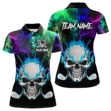 Load image into Gallery viewer, Colorful smoke Skull Golf Polo shirts for Women Custom Team Golf Jerseys, unique golf gifts NQS9610