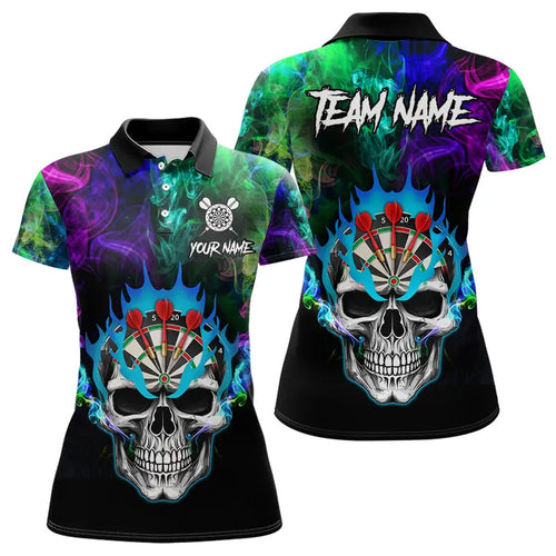 Colorful smoke Skull Darts shirts for Women Custom Team Darts Jerseys, Best Darts Gift For Player NQS9611