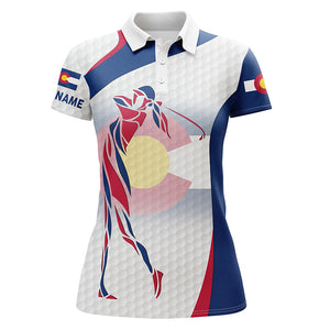 Colorado flag Womens golf polo shirts custom patriotic golf outfit women, unique ladies golf apparel NQS7353