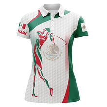 Load image into Gallery viewer, Mexican Flag Womens golf polo shirts custom patriotic golf outfit women, unique ladies golf apparel NQS7355