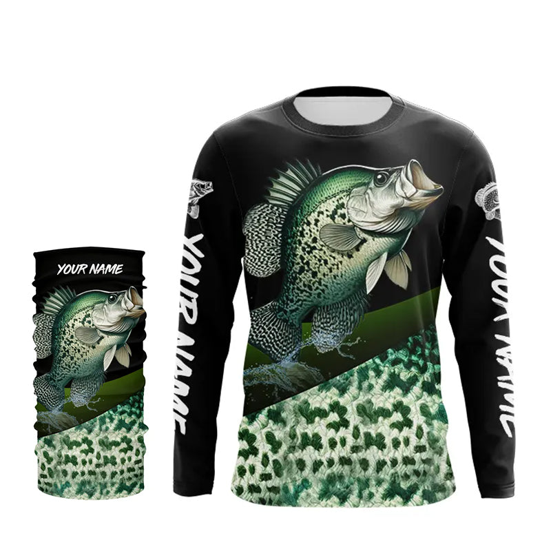 Personalized Crappie scales Fishing jerseys, Crappie Custom Long Sleeve performance Fishing Shirts NQS3527