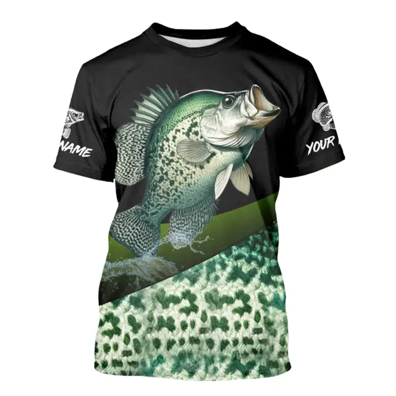 Personalized Crappie scales Fishing jerseys, Crappie Custom Long Sleeve performance Fishing Shirts NQS3527