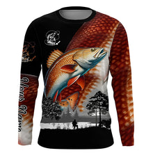 Load image into Gallery viewer, Redfish puppy drum fishing scales Custom name performance anti UV long sleeve fishing shirts jerseys NQS3666