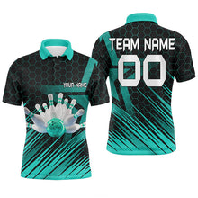 Load image into Gallery viewer, Turquoise Bowling Shirt For men Custom polo Bowling Jersey 3D Bowling Team Shirt For men NQS6224