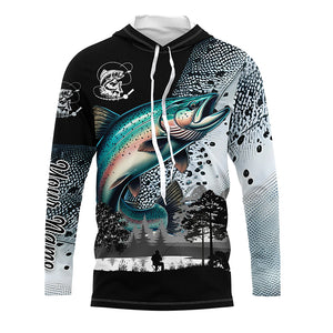 Chinook Salmon ( King salmon) Fishing scale Customize name performance long sleeves fishing shirts NQS909