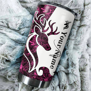 1pc Deer Hunting Pink Camo Custom name Stainless Steel Tumbler Cup Personalized Hunting gifts NQS1047