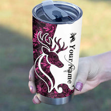 Load image into Gallery viewer, 1pc Deer Hunting Pink Camo Custom name Stainless Steel Tumbler Cup Personalized Hunting gifts NQS1047