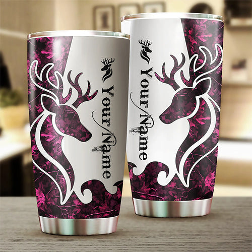 1pc Deer Hunting Pink Camo Custom name Stainless Steel Tumbler Cup Personalized Hunting gifts NQS1047