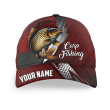 Load image into Gallery viewer, Carp fishing camo hats for men, women custom baseball best Carp fishing hat | Red NQS8794