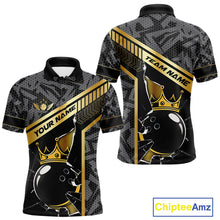 Load image into Gallery viewer, Black Camo and Gold Broken Crown Bowling Ball Bowling Shirts For Men Custom Bowling Team Jerseys NQS11139