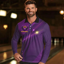 Load image into Gallery viewer, Purple and Gold Crown Bowling ball wings Bowling Shirts For Men Custom Bowling Team Outfits NQS9445