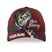 Load image into Gallery viewer, Largemouth bass fishing camo hats for men, women custom name baseball best fishing hat | Red NQS7363