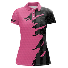 Load image into Gallery viewer, Personalized Womens golf polos shirt custom pink golf shirts black American flag ladies golf apparel NQS9775